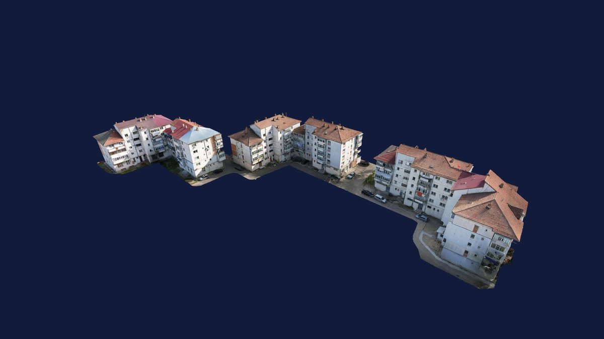 Model 3D din dronă al unui ansamblu de blocuri din Iași