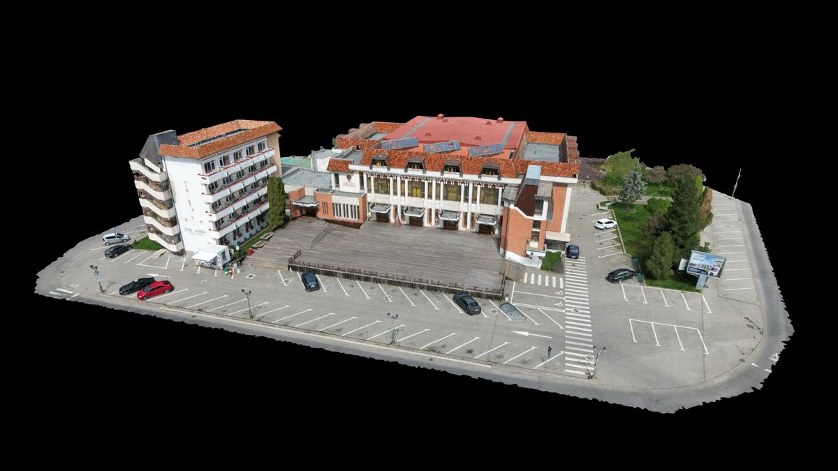 Model 3D din fotogrammetrie aeriană cu drona RTK — Hotel & Casa Tineretului, ELY BASS