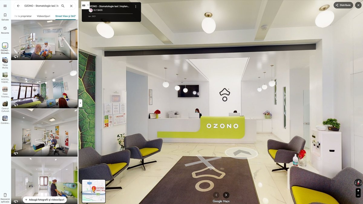 Tur virtual integrat în Google Maps și Street View — Clinica OZONO Stomatologie Iași, publicat de ELY BASS
